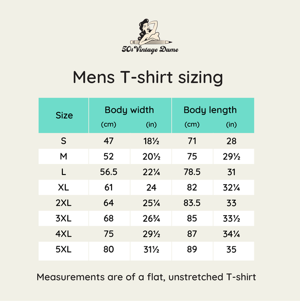 Mens t-shirt sizing chart