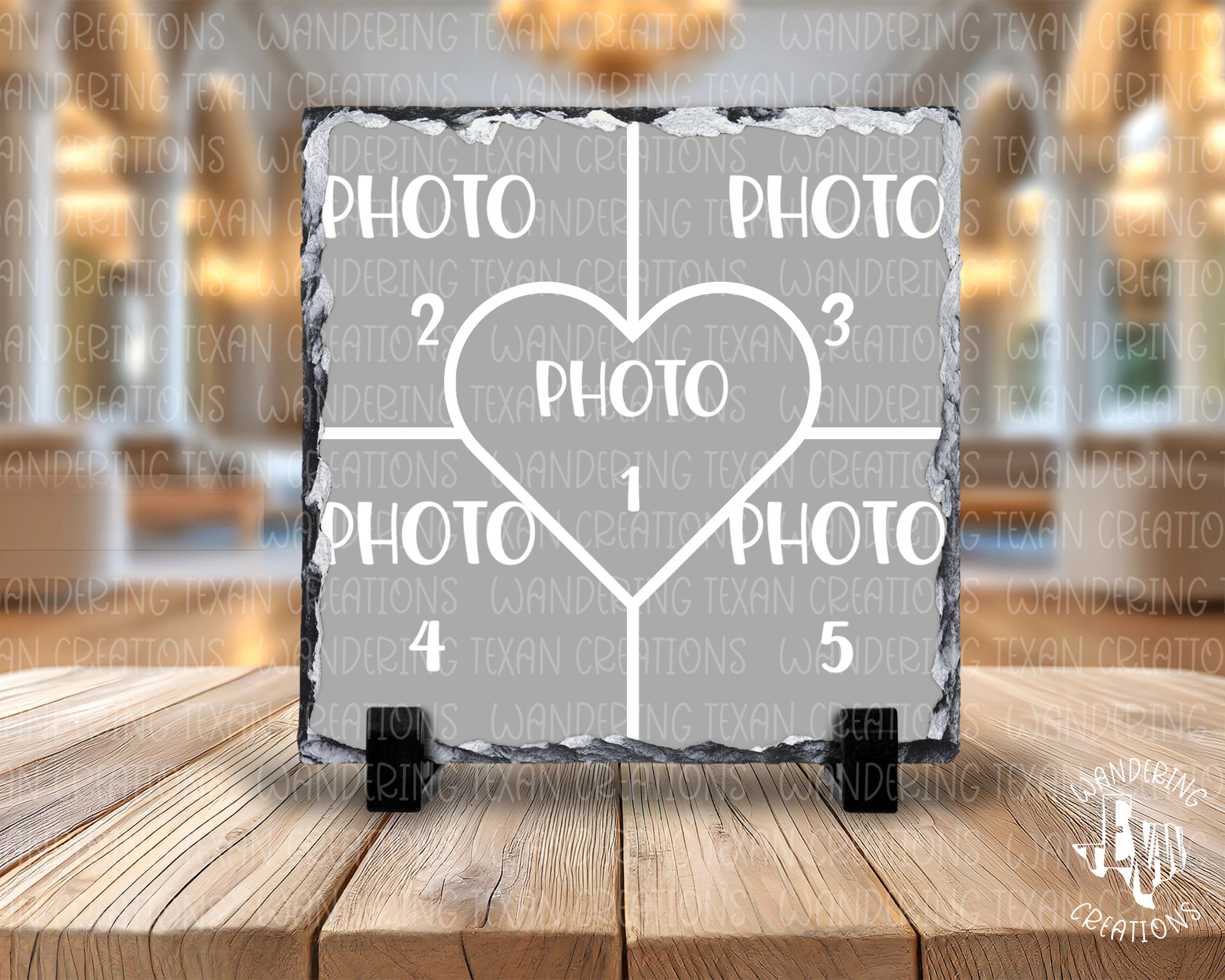 5 Photo Collage Slate Display