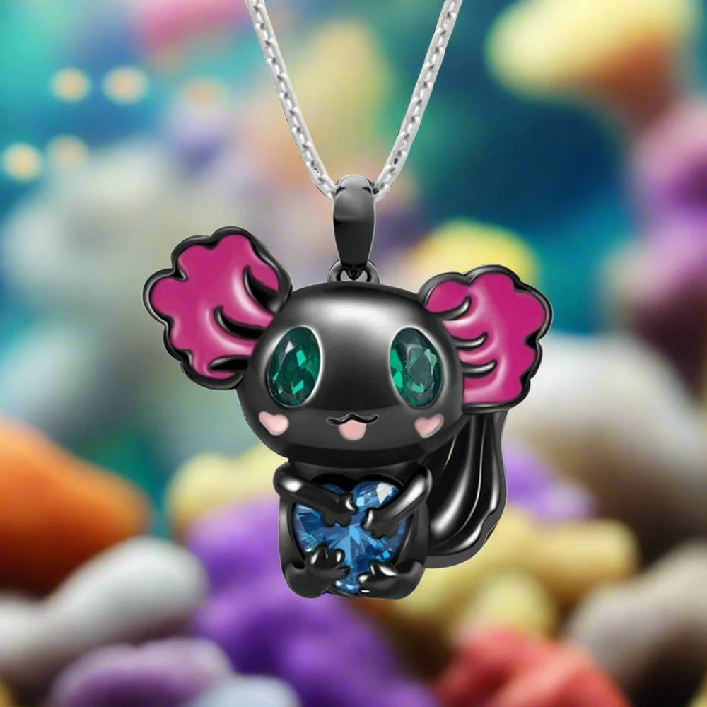 Axolotl Embrace Love Necklace Pendant.