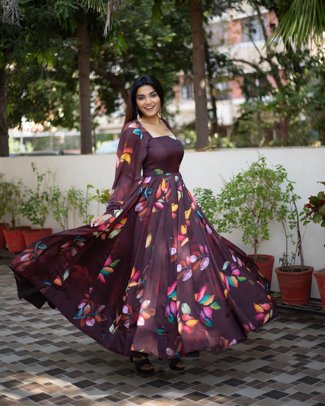 Indian Long Kurti Gown scarf Designer Wedding party Dress wear Eid diwali  dress | eBay