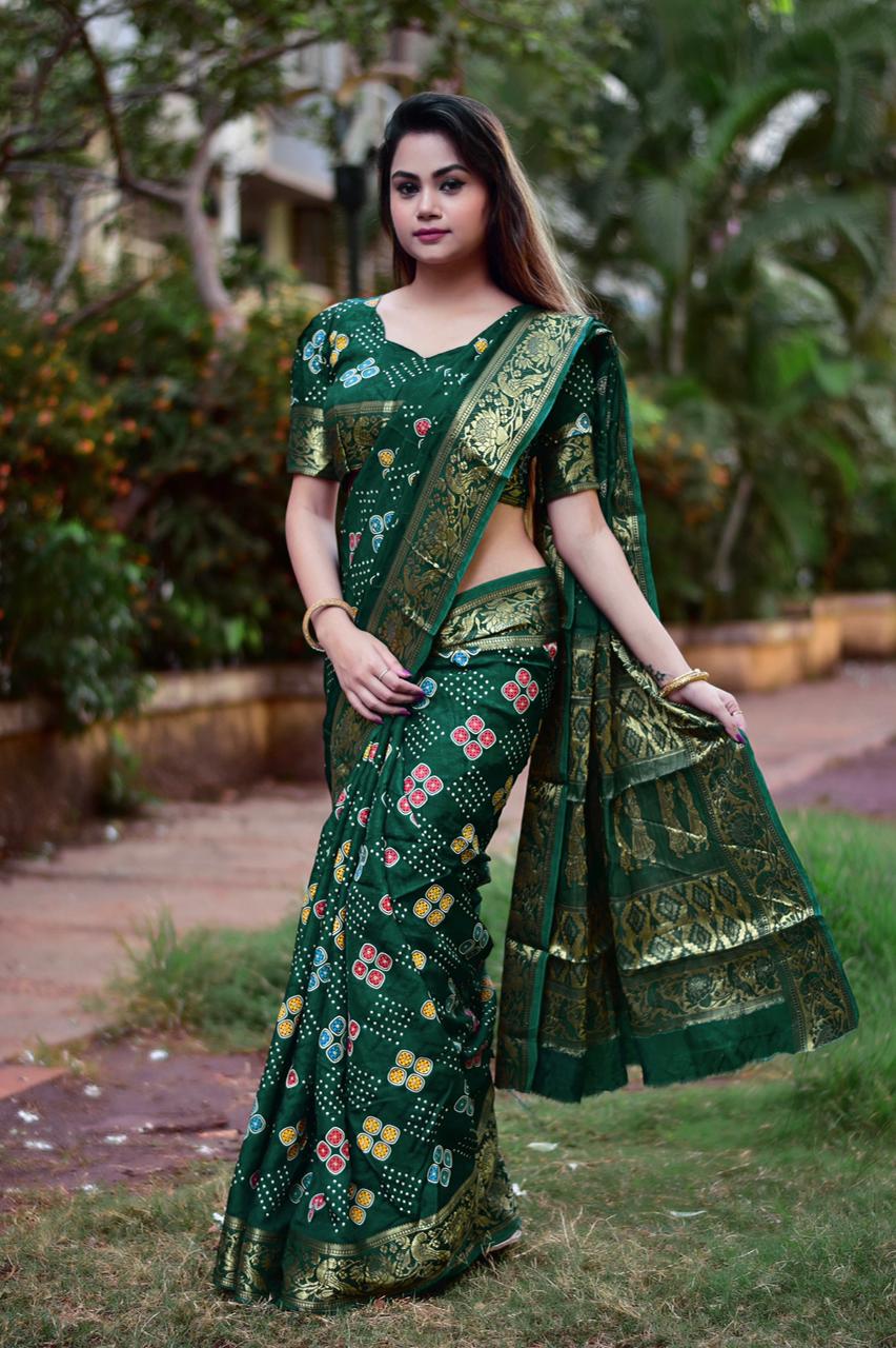 Bandhani Saree | Traditional Gujarati & Rajasthani Bandhej Sari