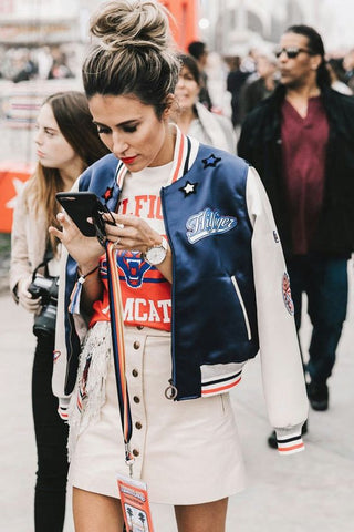 There are 5 Ways to Style Bomber Letterman Jackets women