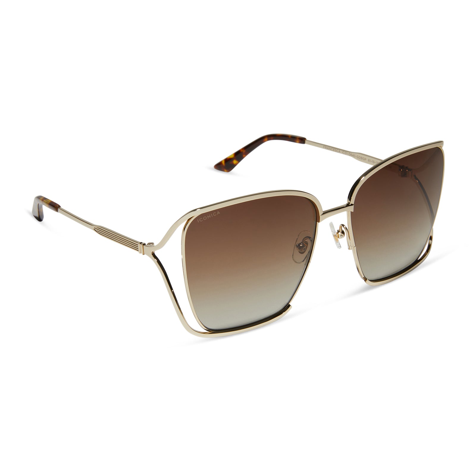 Image of FRANCESCA - GOLD WITH DARK TORTOISE + BROWN GRADIENT POLARIZED SUNGLASSES