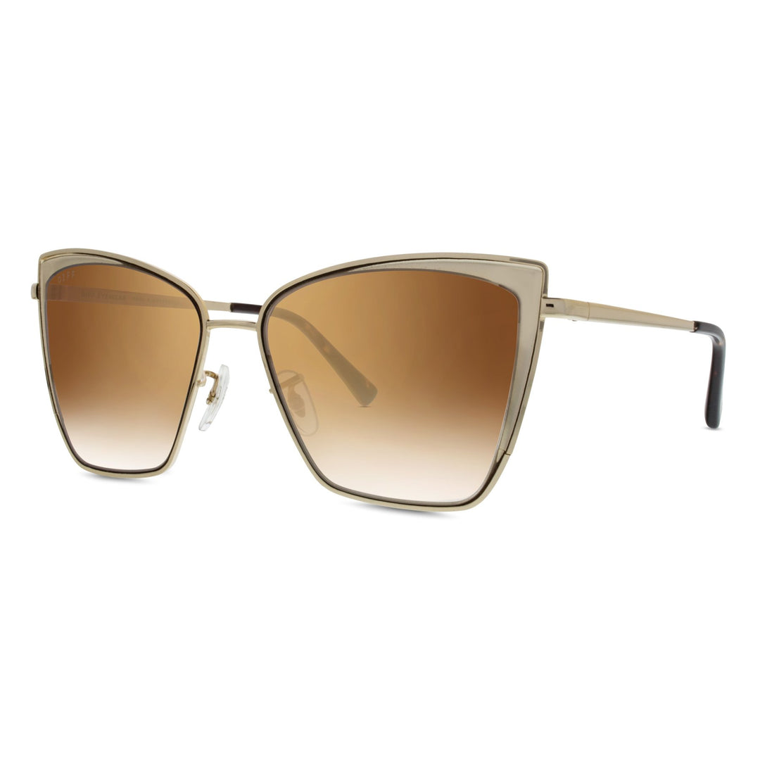 Becky Cat Eyes Sunglasses | Gold & Brown Gradient Lenses | DIFF Eyewear