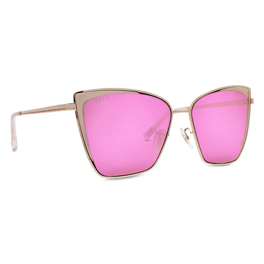 Becky Cat Eye Sunglasses | Rose Gold & Pink Mirror Lenses | DIFF Eyewear