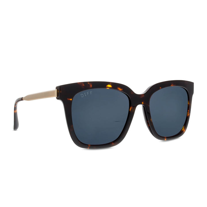 Bella Square Sunglasses | Tortoise & Grey Polarized Lenses | DIFF Eyewear