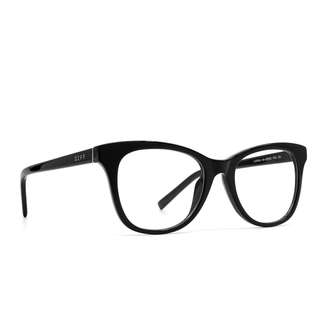 Carina Cat Eye Glasses | Black & Clear Blue Light Technology | DIFF Eyewear