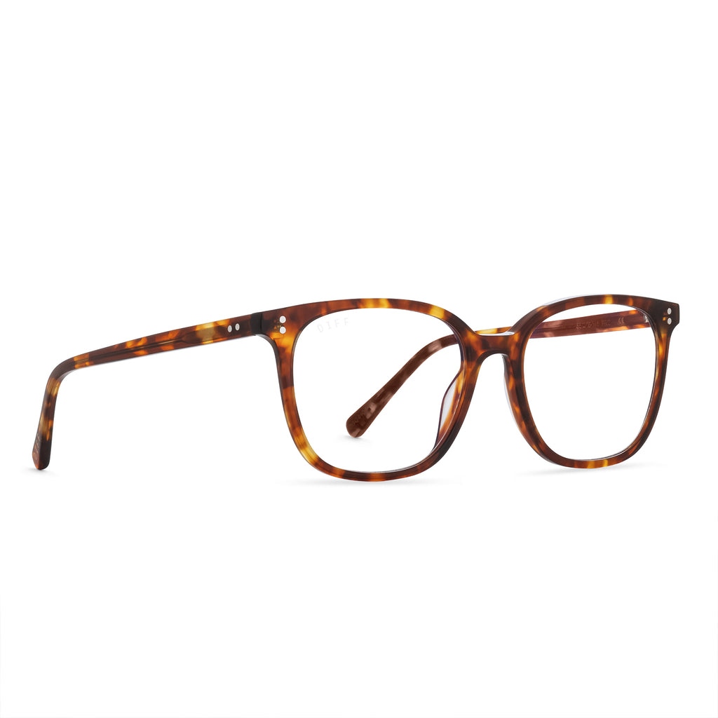 Clarke Square Glasses | Amber Tortoise & Blue Light Technology | DIFF  Eyewear