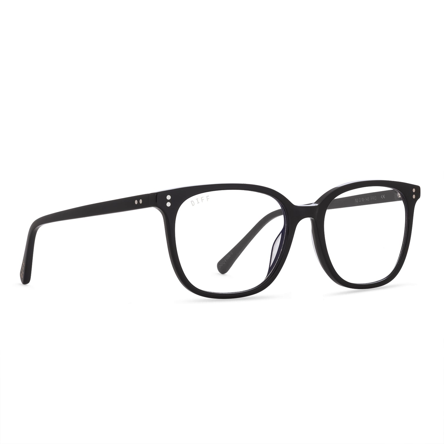 Clarke Square Glasses | Black & Clear Blue Light Technology | DIFF Eyewear