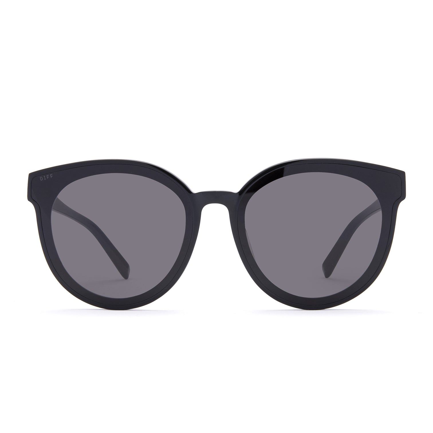Gemma Round Sunglasses | Black & Solid Grey Lenses | DIFF Eyewear