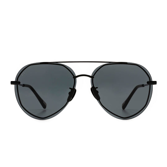 Lenox Black Aviator Sunglasses | Black & Grey Lenses | DIFF Eyewear