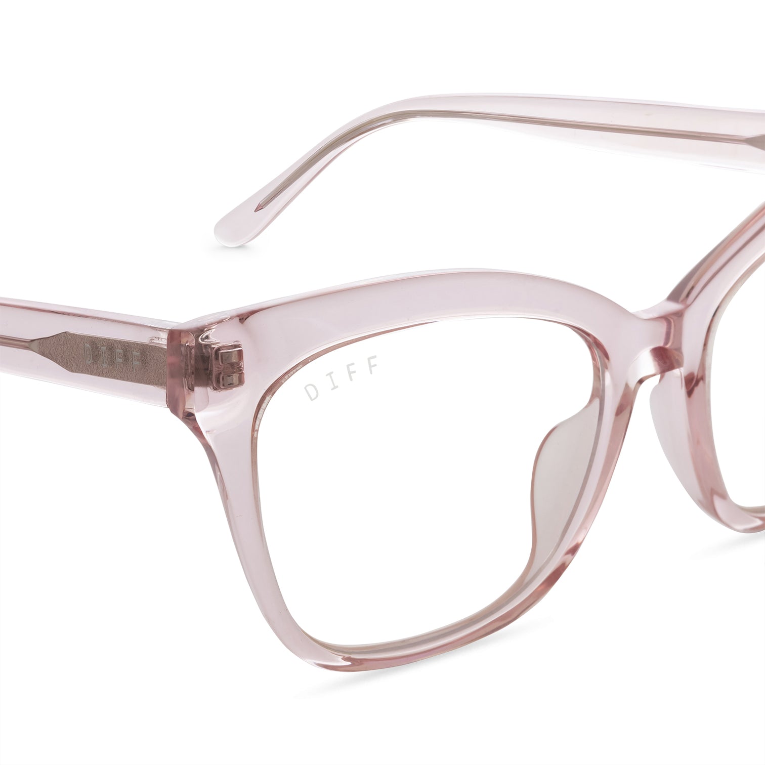 Winston Square Glasses | Light Pink Crystal & Blue Light Technology ...