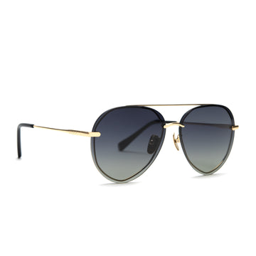 Lenox Aviator Sunglasses | Gold, Black & Grey Gradient Polarized | DIFF ...