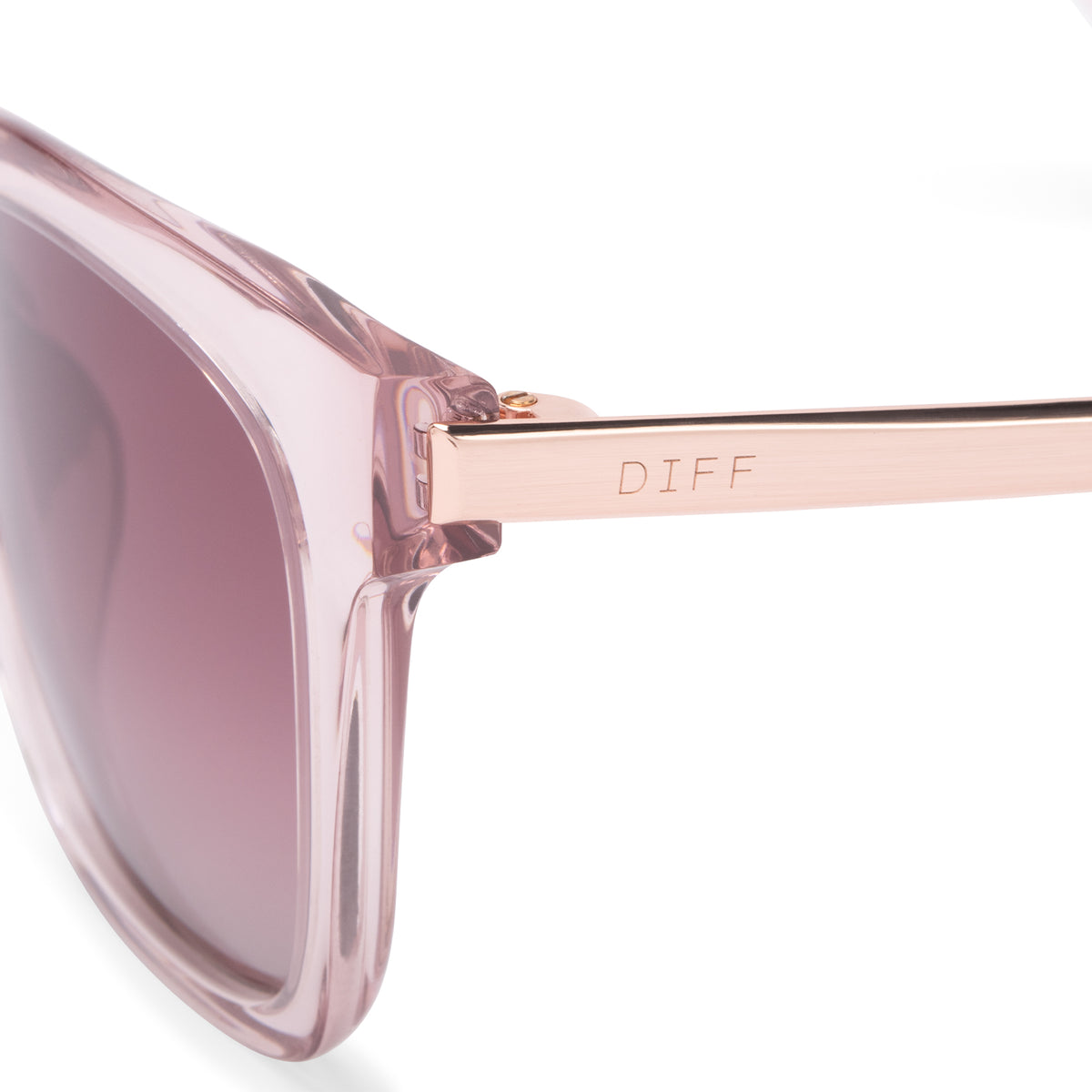 BELLA - LIGHT PINK CRYSTAL + WINE GRADIENT SUNGLASSES