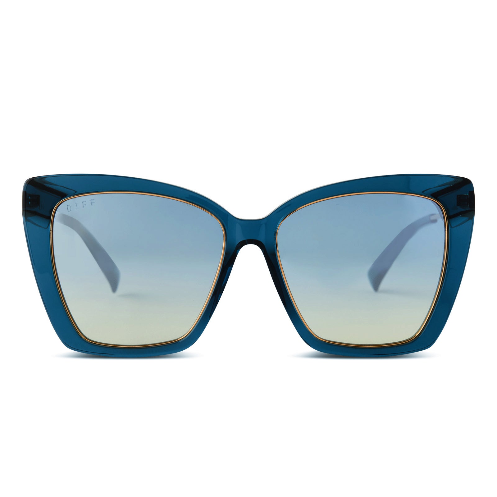 Image of BECKY IV - DEEP AQUA + AEGEAN BLUE GRADIENT FLASH SUNGLASSES