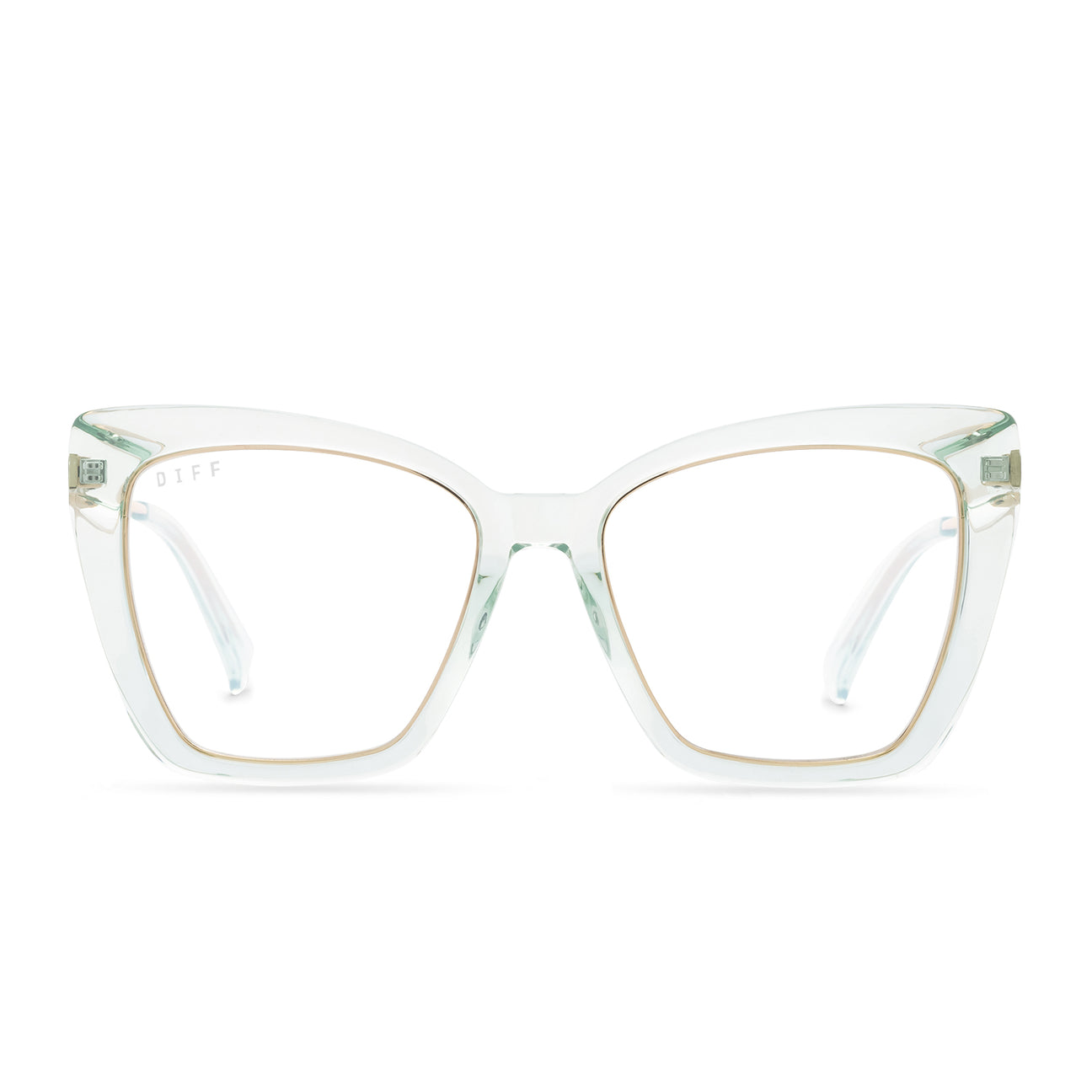 Becky IV XS Cateye Glasses | Soft Lagoon Crystal & Clear | Diff Eyewear