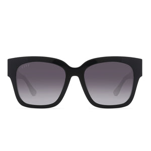 Bella II sunglasses with black with colorblock temple frames and grey polarized lens front view