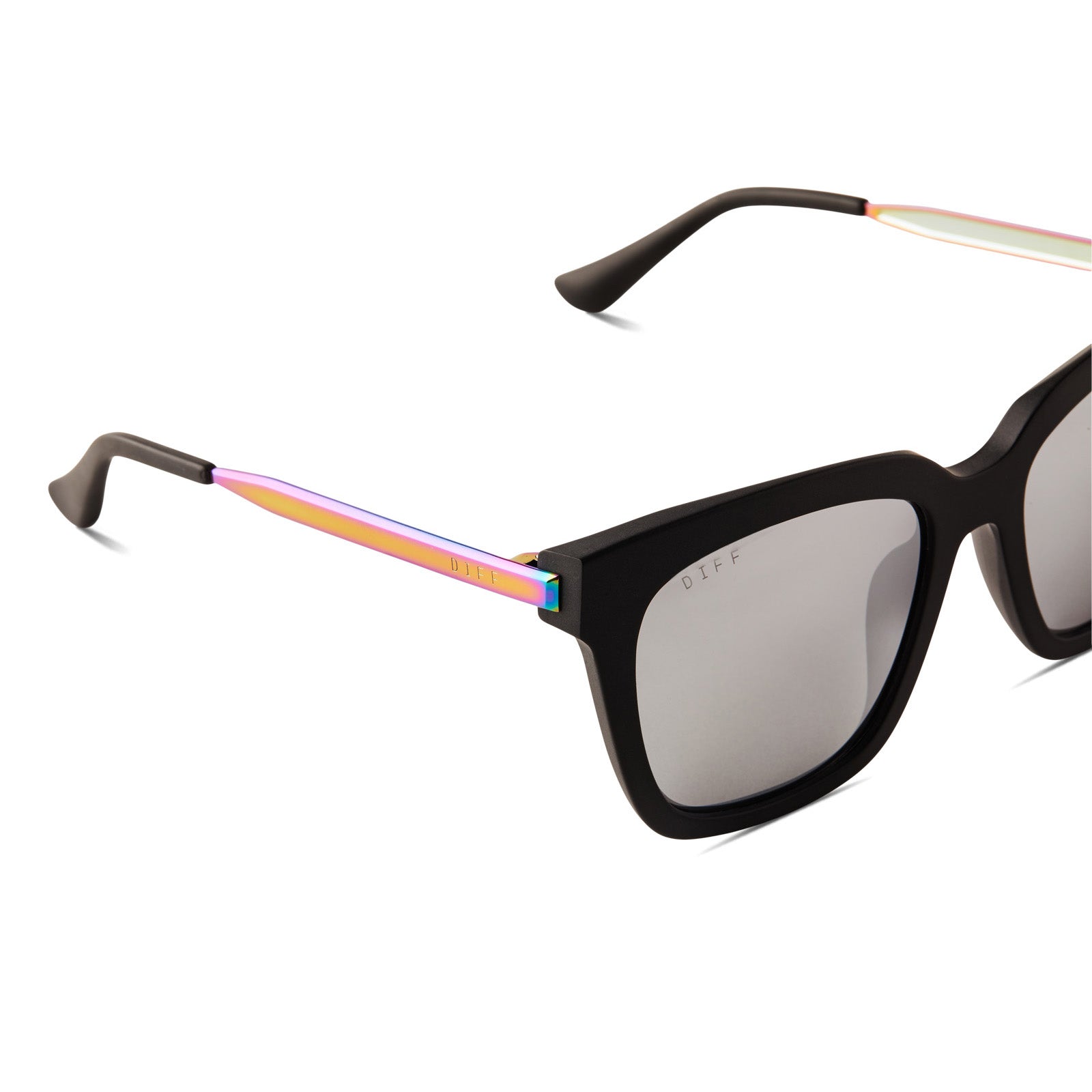 BELLA - MATTE BLACK OIL SLICK + GREY MIRROR POLARIZED SUNGLASSES