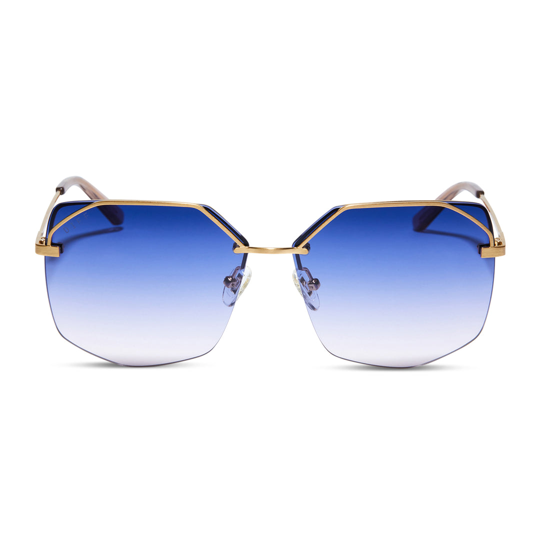 Bree Square Sunglasses | Brushed Gold & Lavender Rose Gradient | DIFF ...