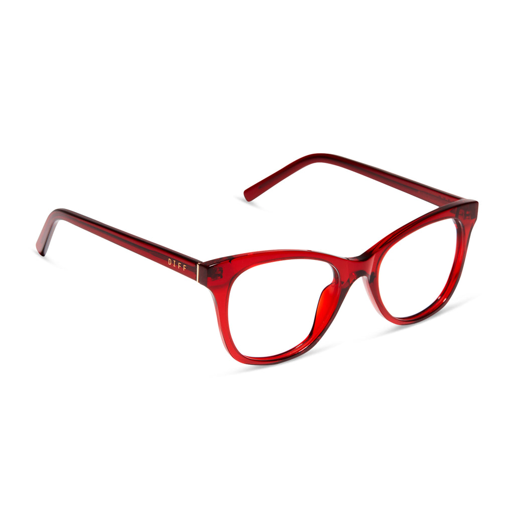 Carina Cateye Glasses | Carmine & Clear | DIFF Eyewear