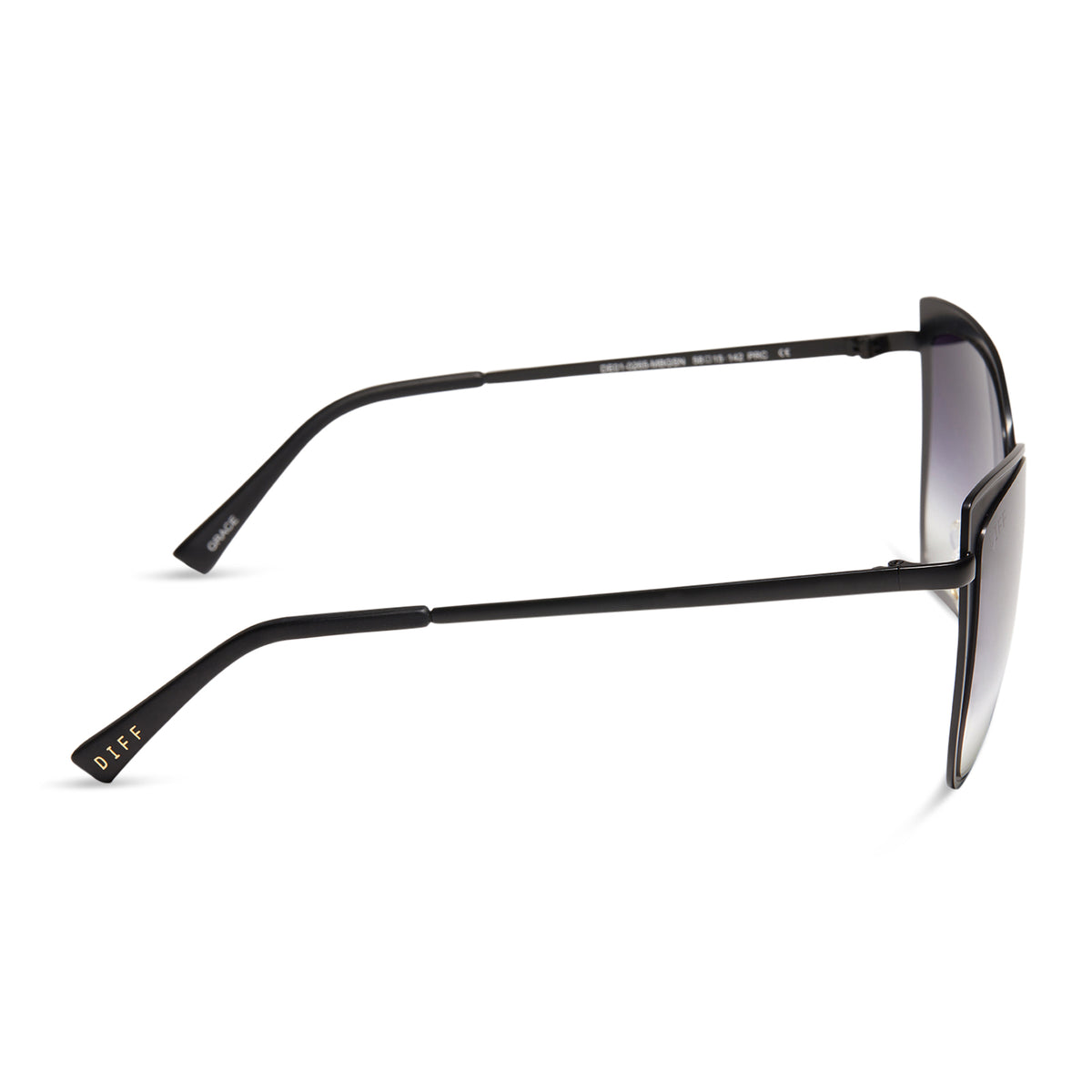 GRACE - MATTE BLACK + GREY GRADIENT SHARP SUNGLASSES