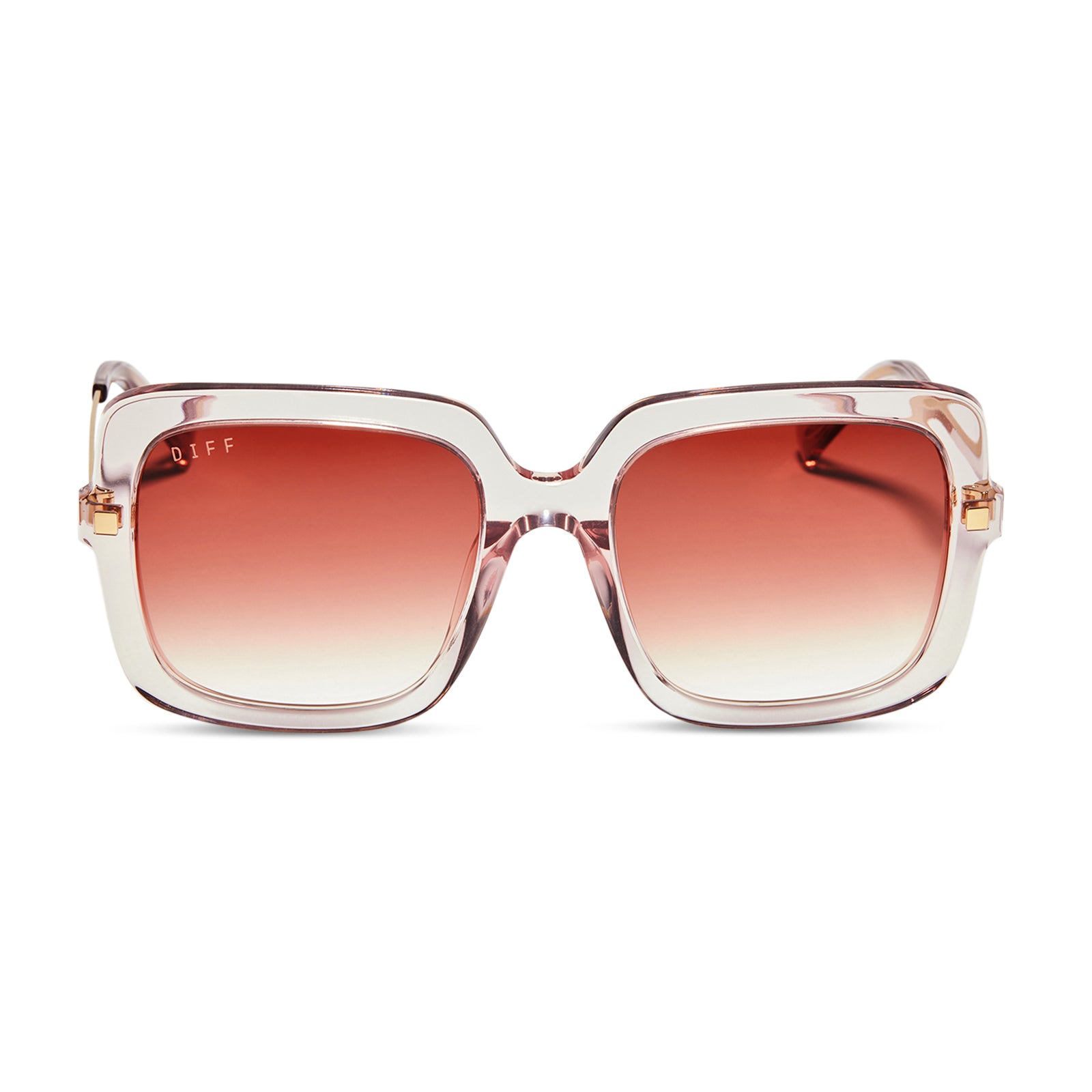 Image of SANDRA - LIGHT PINK CRYSTAL + DUSK GRADIENT SUNGLASSES