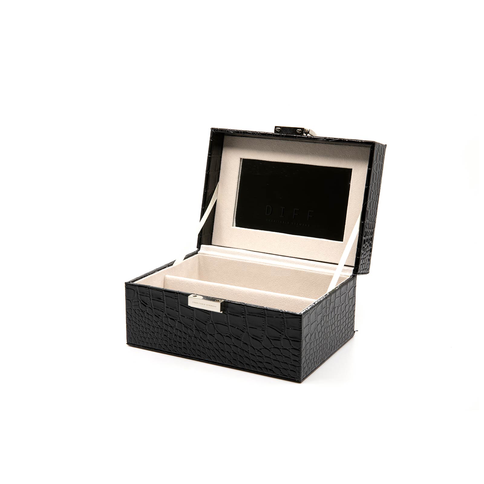 2 Piece Vanity Case Black Croc