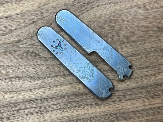 MetonBoss 58mm Titanium Swiss Army Knife Scales, Black Heat Anodized  Topographic Engraved, Knife Not Included - KnifeCenter