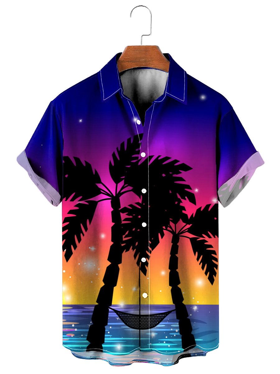 Hawaiian Palms Coconut Tree Sunset Print Shirt – Alohahoo