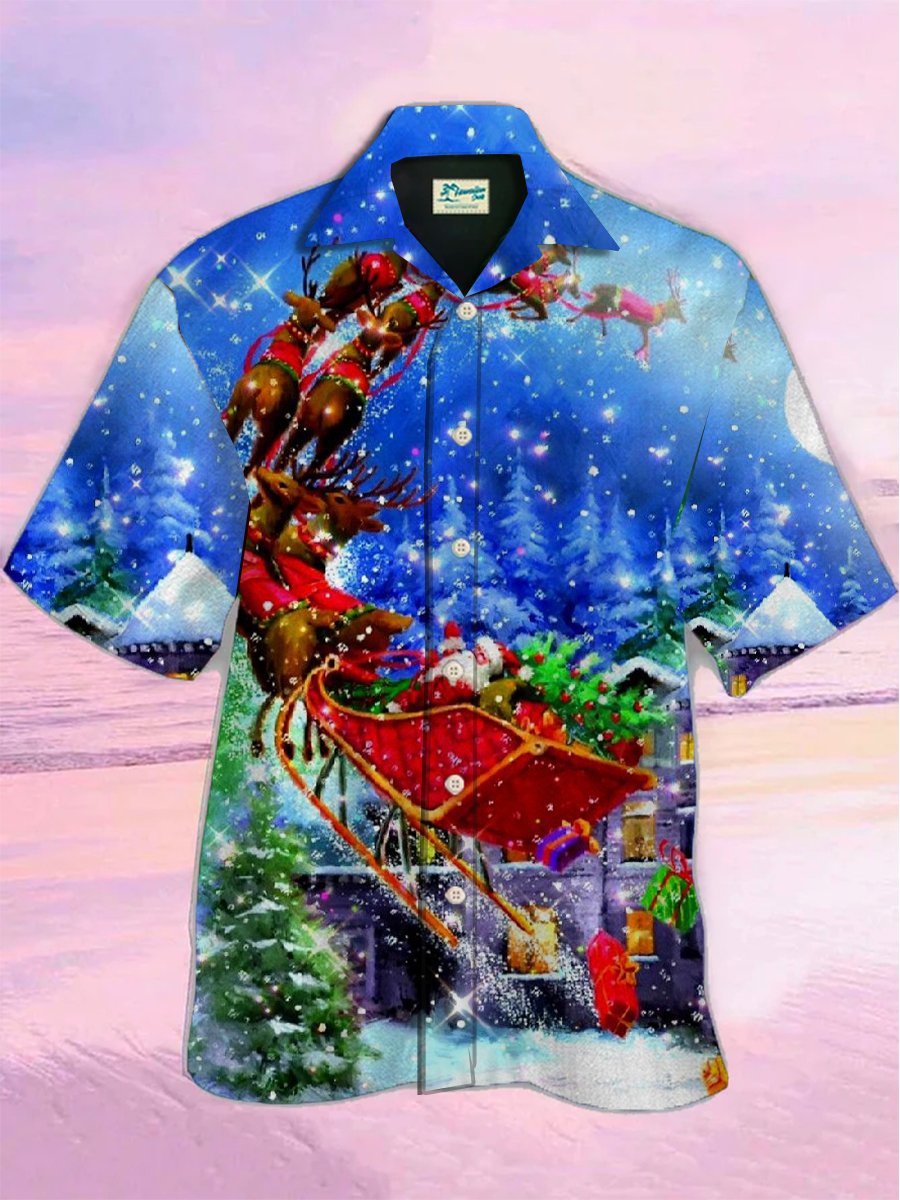 Hawaiian Christmas Art Print Short Sleeve Shirt – Alohahoo