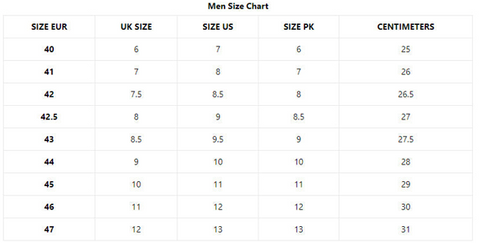 Size Chart – Kicks Nation