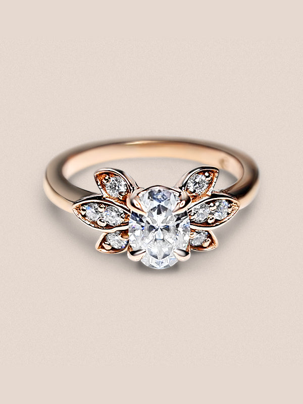 Nature Inspired Engagement Ring by Ralph Jacobs Rose Gold Diamond