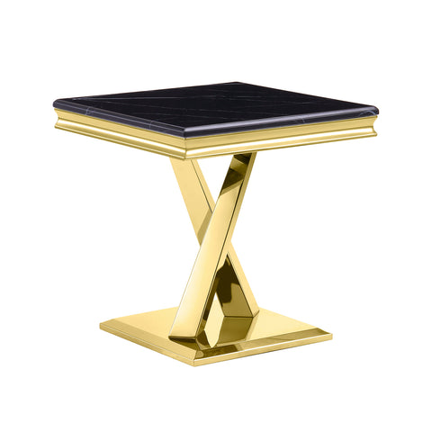 Title: Elevate Your Living Room Style with the AUZ Black and Gold End Table  Subheading: How to Style the Black Square Side Table with Gold X-Shape Base The AUZ Black and Gold End Table is a stylish and versatile piece of furniture that can add a touch of luxury and sophistication to any living room. Here are some tips on how to style this black end table with a gold X-shape base to complement your room decor.  Minimalist and Modern Decor  The AUZ Black and Gold End Table has a sleek and modern design that would complement minimalist and modern decor styles. Pair it with a neutral-colored sofa and accent chairs to create a cohesive and stylish living room setup. Add a few decorative items on top of the end table, such as a vase or a decorative tray, to complete the look.  Luxurious and Glamorous Decor  For a more luxurious and glamorous decor style, pair the AUZ Black and Gold End Table with a plush velvet sofa in a bold color, such as navy blue or emerald green. Add some metallic accents, such as a gold floor lamp or a silver decorative bowl, to enhance the luxurious feel of the room. Use the end table to display a few decorative items, such as a crystal vase or a set of gold candle holders, to elevate the style of the room even further.  Boho and Eclectic Decor  If you have a boho or eclectic decor style, the AUZ Black and Gold End Table can still fit in seamlessly. Pair it with a colorful and patterned sofa, and add a few decorative items on top of the end table, such as a woven basket or a set of ceramic bowls. Use the end table to display a few plants or succulents to add some natural texture and color to the room.  In conclusion, the AUZ Black and Gold End Table is a versatile piece of furniture that can complement a variety of decor styles. Whether you prefer a minimalist and modern look, a luxurious and glamorous feel, or a boho and eclectic style, this end table can fit in seamlessly. Use it to display decorative items, store your daily essentials, or serve tea and desserts to your guests. With its sleek and stylish design, the AUZ Black and Gold End Table is sure to elevate your living room style.  Can you recommend any other furniture pieces that would complement the AUZ End Table?  Certainly! The AUZ Black and Gold End Table is a stylish and versatile piece of furniture that can pair well with a range of other furniture pieces and decor styles. Here are a few suggestions for furniture pieces that would complement the end table:  Velvet Sofa: A plush velvet sofa in a bold color, such as navy blue or emerald green, would pair well with the AUZ Black and Gold End Table. The luxurious texture of the velvet will complement the gold X-shape base of the end table, while the bold color will create a striking contrast against the black square table top.  Accent Chairs: Add some additional seating to your living room with a pair of accent chairs. Look for chairs in a complementary color or pattern, such as a floral print or a rich jewel tone. This will add visual interest to the room and provide extra seating for guests.  Area Rug: Anchor the room with a plush area rug in a neutral color, such as beige or gray. This will create a cozy and inviting atmosphere, while also providing a soft surface for your feet.  Floor Lamp: A floor lamp with a gold or metallic finish would complement the AUZ Black and Gold End Table. Look for a lamp with a sleek and modern design to create a cohesive look in your living room.  Wall Art: Add some personality to the room with a piece of wall art that complements the color scheme of the end table. Look for art in a similar black and gold color palette to create a cohesive and stylish look.  Overall, the key to complementing the AUZ Black and Gold End Table is to look for furniture and decor pieces with a similar modern and luxurious design style. By choosing pieces that share a similar aesthetic, you can create a cohesive and stylish living room that is sure to impress your guests.