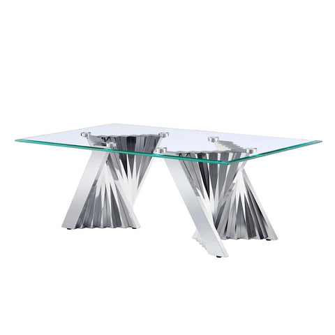 A coffee table is not just a functional piece of furniture; it can also serve as a centerpiece that adds style and elegance to your living space. If you're searching for a modern and chic addition to brighten up your room, look no further than our exquisite glass coffee table. With its eye-catching V-shaped base, durable tempered glass top, and versatile design, this table is sure to elevate your interior decor.