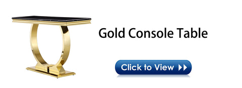 Title: The Allure of Black and Gold: Enhancing Your Space with a Console Table  Introduction: In the realm of interior design, color plays a crucial role in creating a harmonious and visually appealing space. One color combination that exudes elegance, sophistication, and charm is black and gold. When incorporated into furniture pieces like console tables, this timeless duo can transform any living space into a luxurious oasis. Today, we will delve into the beauty and advantages of a black and gold console table and explore how it can enhance your home decor.  Unveiling Uniqueness: The standout feature of the AUZ black and gold console table lies in its unique shape and design. With a 50" rectangular tabletop and a gold U-shaped metal base, it effortlessly catches the eye, elevating your lifestyle and adding a touch of opulence to your living space. The delicate gold table shelf exudes an air of luxury, reflecting light and enlivening the surrounding atmosphere.  Thoughtful Design: Crafted with meticulous attention to detail, the black and gold console table boasts a perfect amalgamation of style and durability. The tabletop, made from thickened MDF, features a captivating textured design and is finished in mirrored gold metal, creating an irresistible visual allure. A sturdy hardware frame and carefully fixed circle base ensure the table's stability, offering peace of mind and effortless functionality.  Versatility at its Finest: One of the most significant advantages of a black and gold console table is its versatility. Incorporating it into both commercial and home decoration scenarios, this stunning piece can serve a multitude of functions. It effortlessly adapts to your needs as a console table, sofa table, entry table, coffee bar table, or display table. The possibilities are endless.  Transforming Living Spaces: The AUZ black and gold console table is a game-changer when it comes to interior design. Placed in the living room, it becomes a focal point, drawing attention and becoming a conversation starter. In the bedroom, it adds a touch of luxury and acts as the perfect spot to showcase cherished decor items. Whether in the bathroom, bar, office, or garden, this versatile furniture piece brings elegance to every corner of your abode.  The Allure of Black and Gold: The black and gold color combination has long been associated with grandeur, luxury, and style. Black, with its timeless charm, adds depth and sophistication to any space. Combined with the radiant allure of gold, which symbolizes affluence and extravagance, this color duo creates an irresistible visual impact.  Conclusion: Incorporating a black and gold console table into your living space is a surefire way to elevate your home's aesthetics. Its unique shape, thoughtful design, and versatility make it an exceptional furniture piece suitable for various functional scenarios. With its ability to transform any room and create a luxurious ambiance, the AUZ black and gold console table serves as a testament to the power of color in interior design. Embrace this timeless combination and unlock the true potential of your living space.