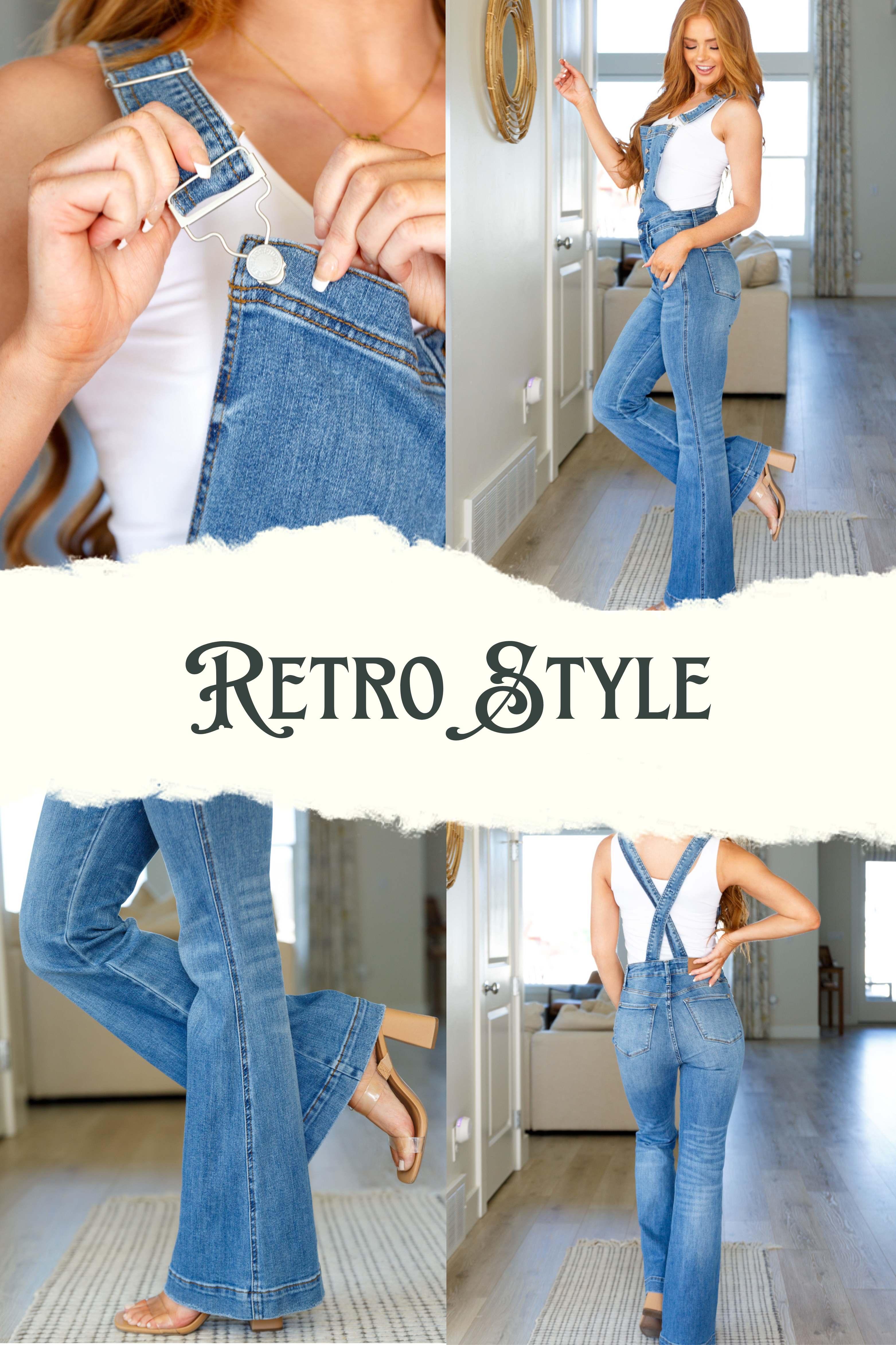 Adorable Classic Retro Style Timeless Flare Overalls
