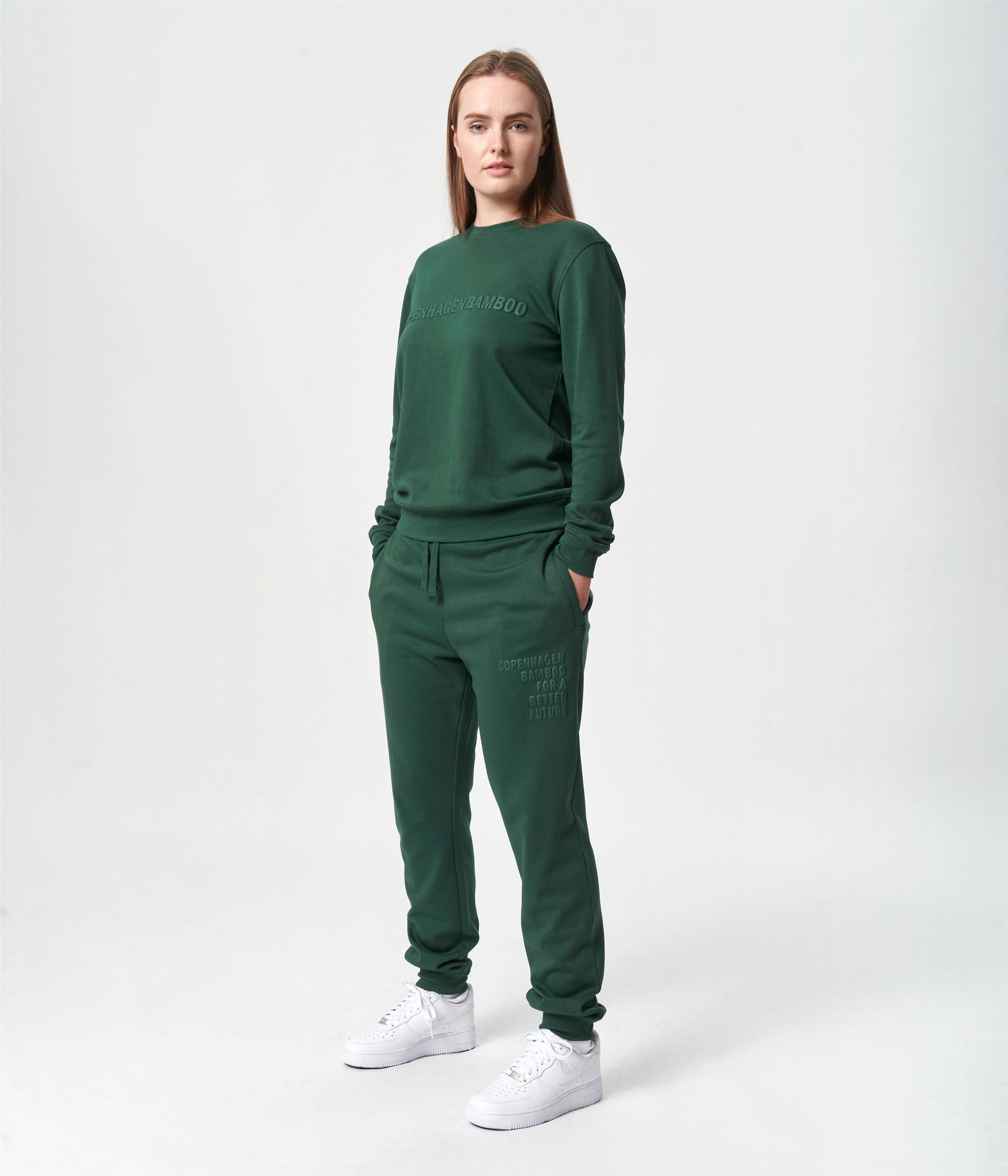 Bambus joggingsæt i grøn med logo til damer fra Copenhagen Bamboo, XS