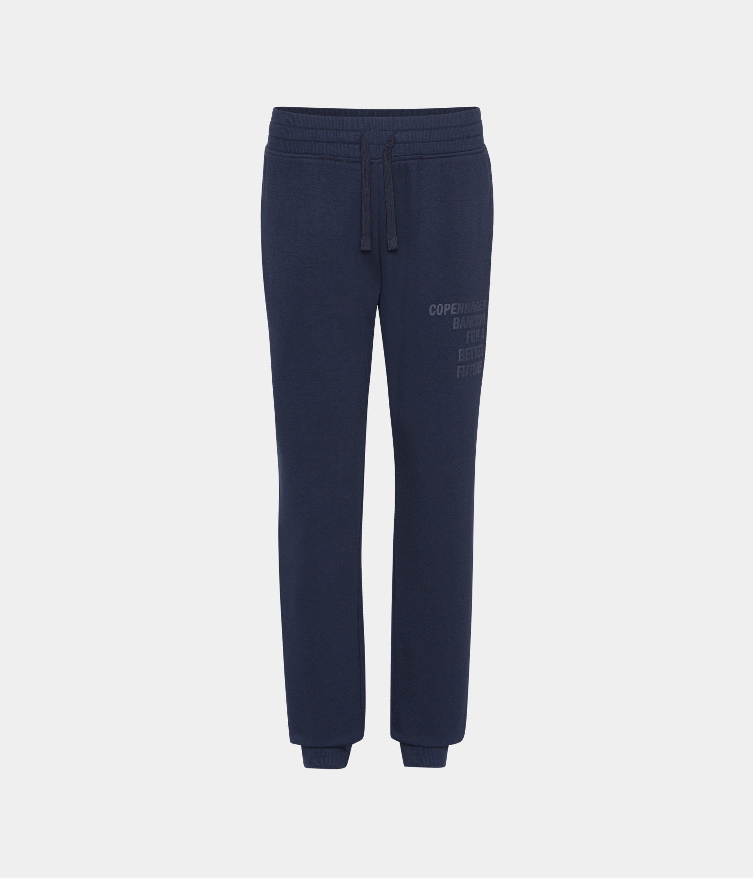 Se Navyblå bambus sweatpants til dame med logo fra Copenhagen Bamboo, XS hos Copenhagen Bamboo