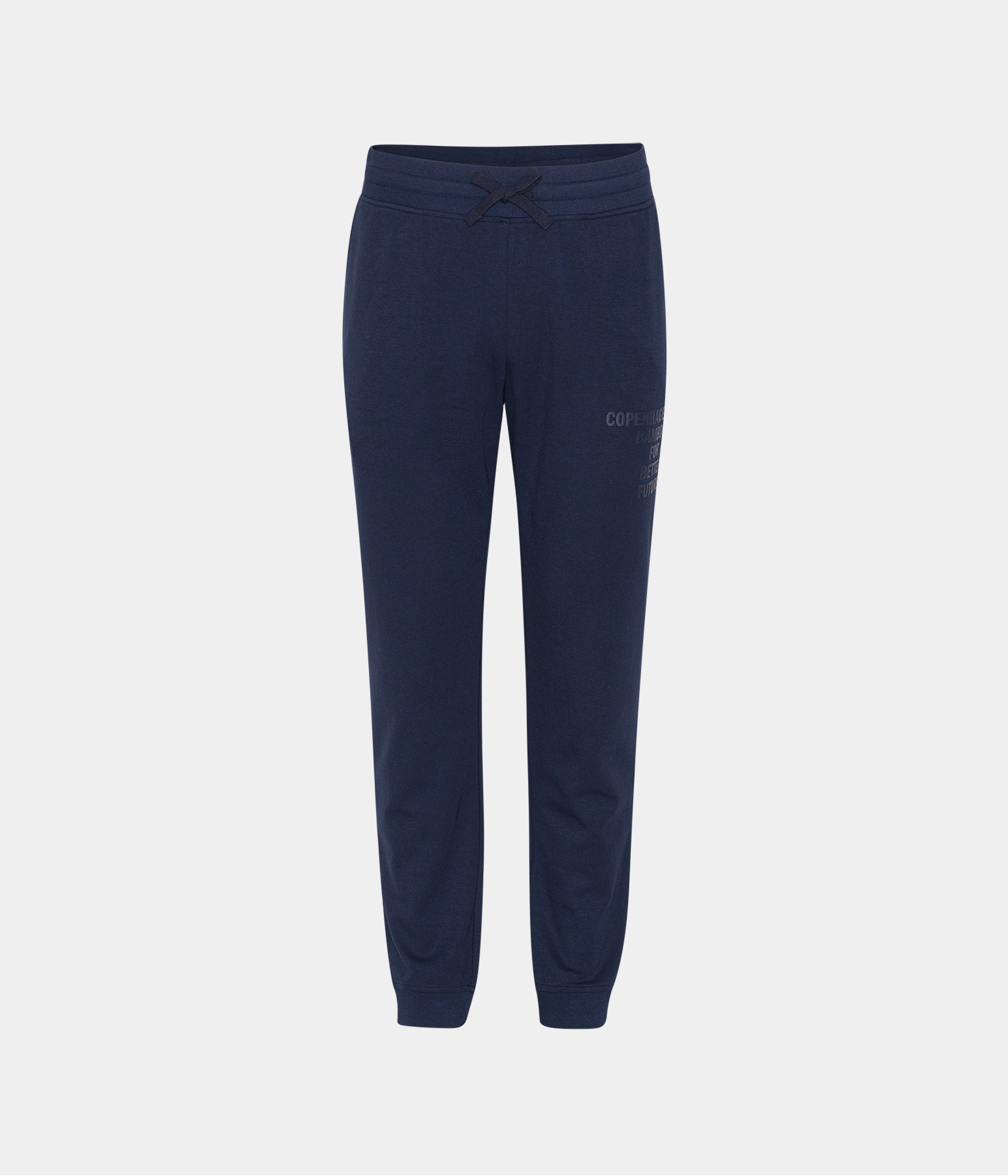 Se Navyblå bambus sweatpants til mænd med logo fra Copenhagen Bamboo, XS hos Copenhagen Bamboo