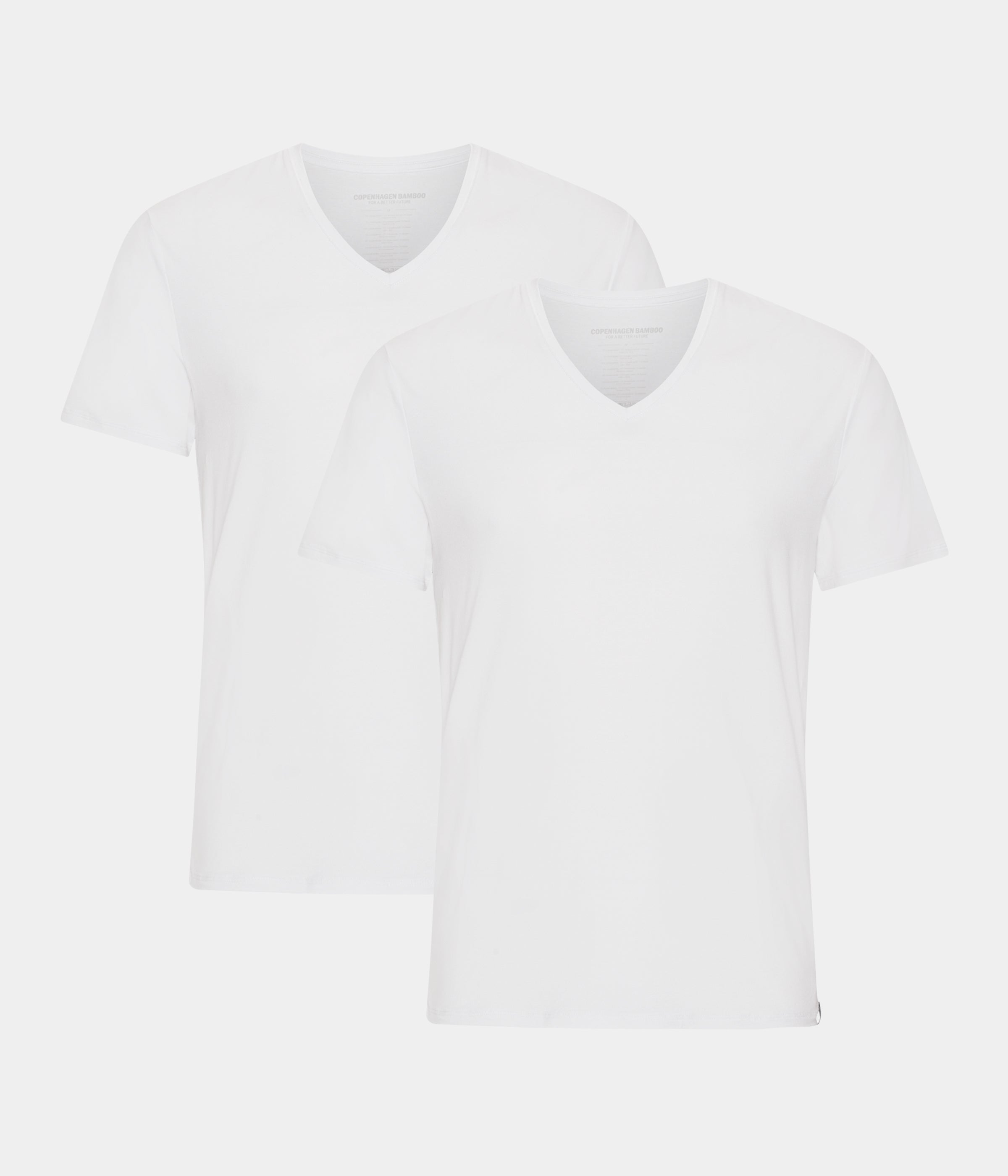 2 stk hvide bambus slim fit T-shirt med v-hals til mænd fra Copenhagen Bamboo, S