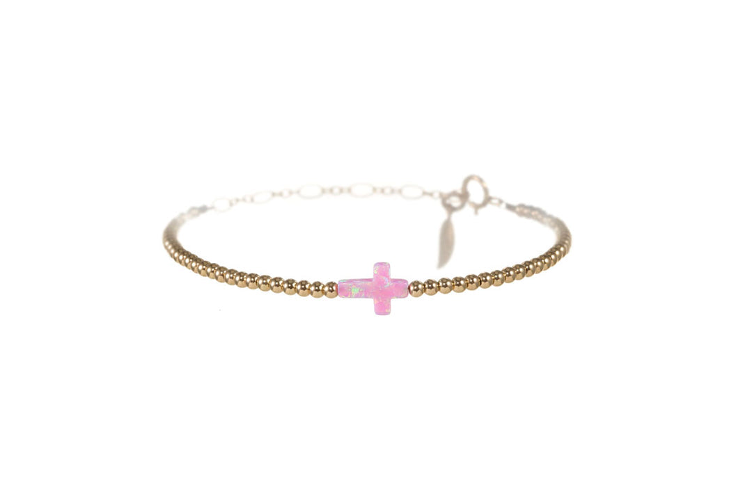 Luxe Collection - Gold Filled Beaded Cross Bracelet