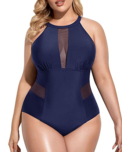 Daci Women Plus Size Cutout One Piece Swimsuits Tummy Control Bathing Suits  V Neck Monokini Swimwear, Leopard1, 16 Plus