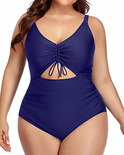 Daci Plus Size One Piece Swimsuits Boyshort Tummy Control Ruched Plus Size  Bathing Suits Retro Twist Front Boyleg Swimwear