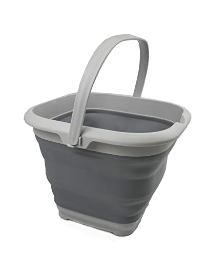 SAMMART 8.5L (2.2 Gallon) Collapsible Square Handy Bucket with Lid / Foldable SquareWater Pail with Lid / Portable Tub with Handle and LID. Size