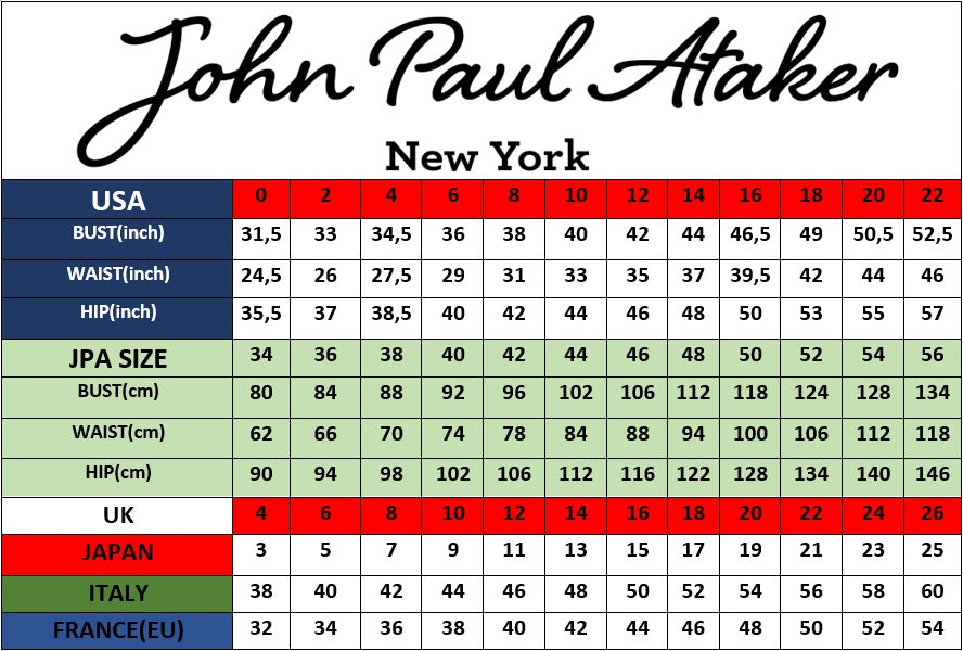 Size Chart John Paul Ataker