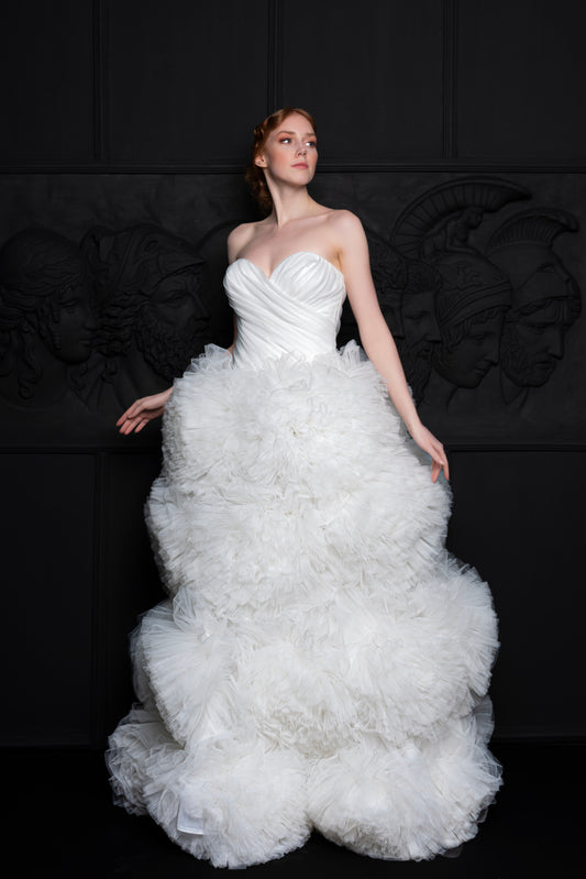 Strapless Sweetheart Layered Tulle Ball Gown Wedding Dress – John