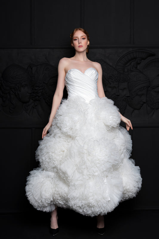 Strapless Sweetheart Layered Tulle Ball Gown Wedding Dress – John