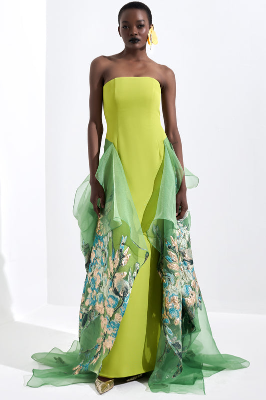 Structured Floral Jacquard Gown – John Paul Ataker