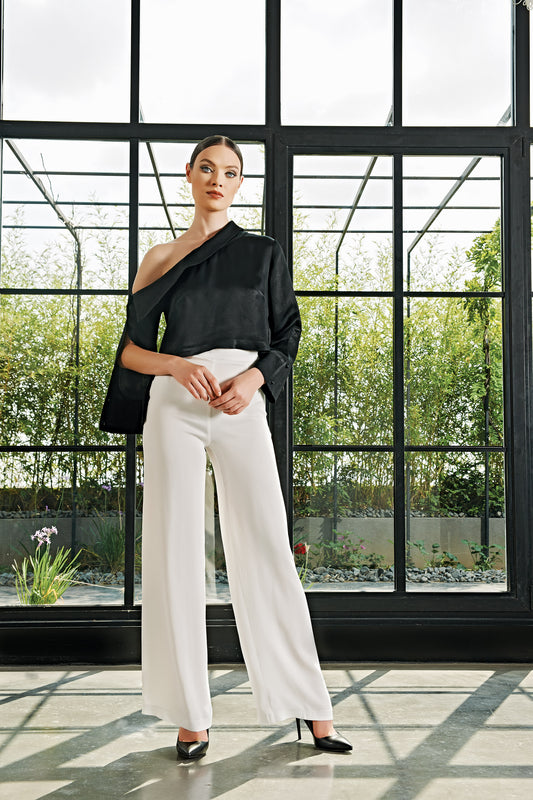 Strapless Peplum Cotton Twill Top with High-Waisted Jacquard Pant – John  Paul Ataker