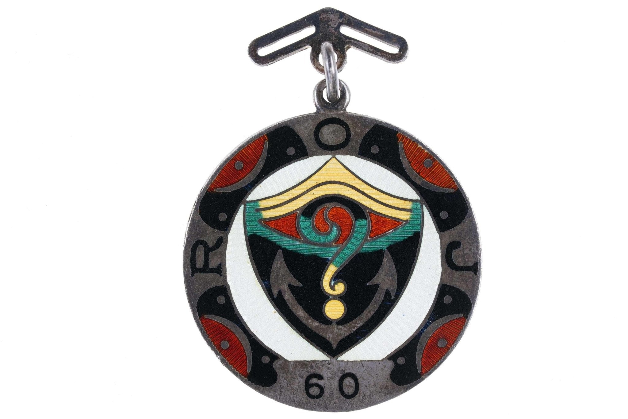 c1920 Royal Order of Jesters Sterling Silver Enamel Pendant 